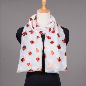 Foil Maple Leaf Print Scarf
